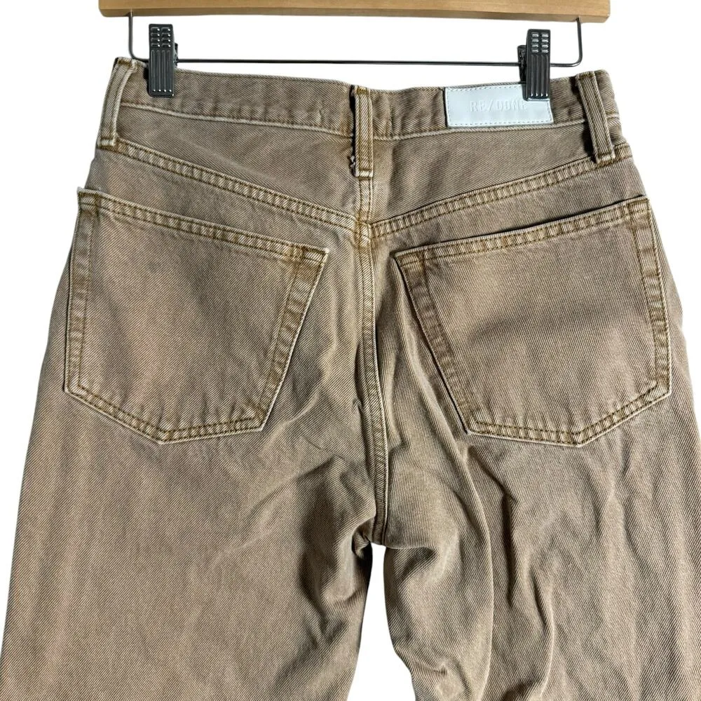 Re/Done 70’s Ultra High Rise Stove Pipe Washed Khaki Straight Jeans Size 26 - Image 7