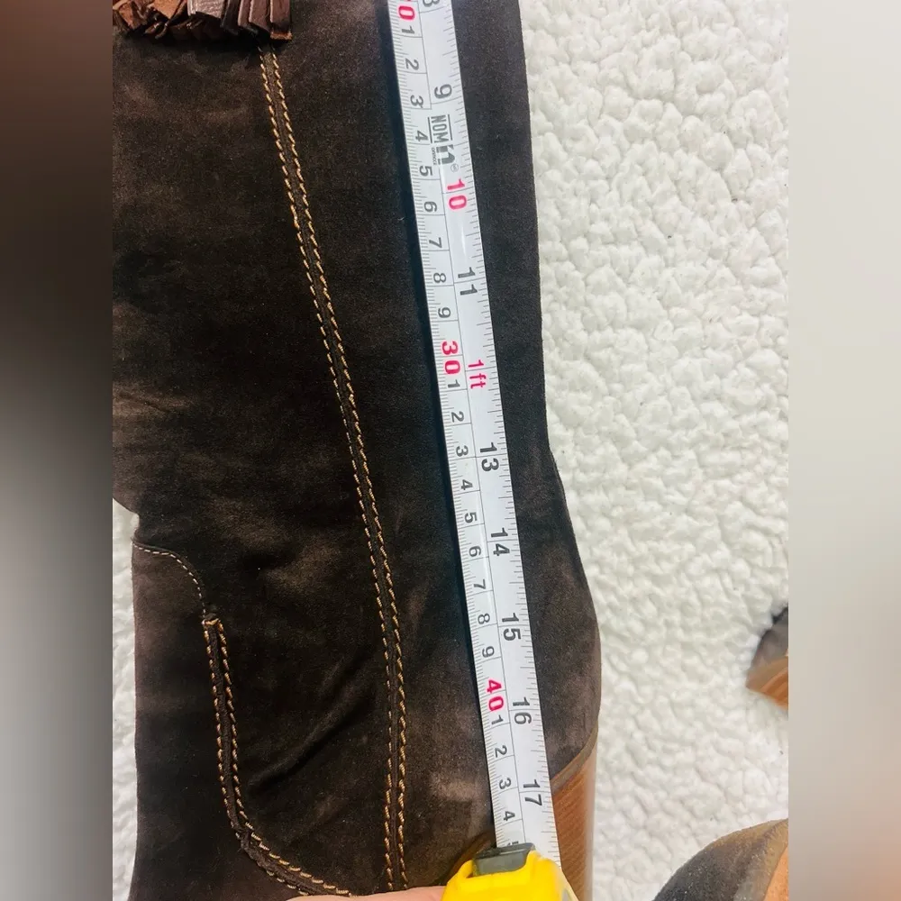 Vintage Brown leather upper boots size 9.5 to 10 fits very good condition - Image 10