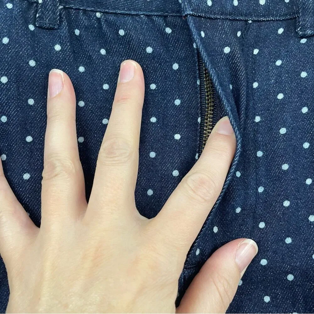 Boden Denim Polka Dot Midi Jean Skirt Womens 4P Blue Modest Pencil Fall Casual - Image 6