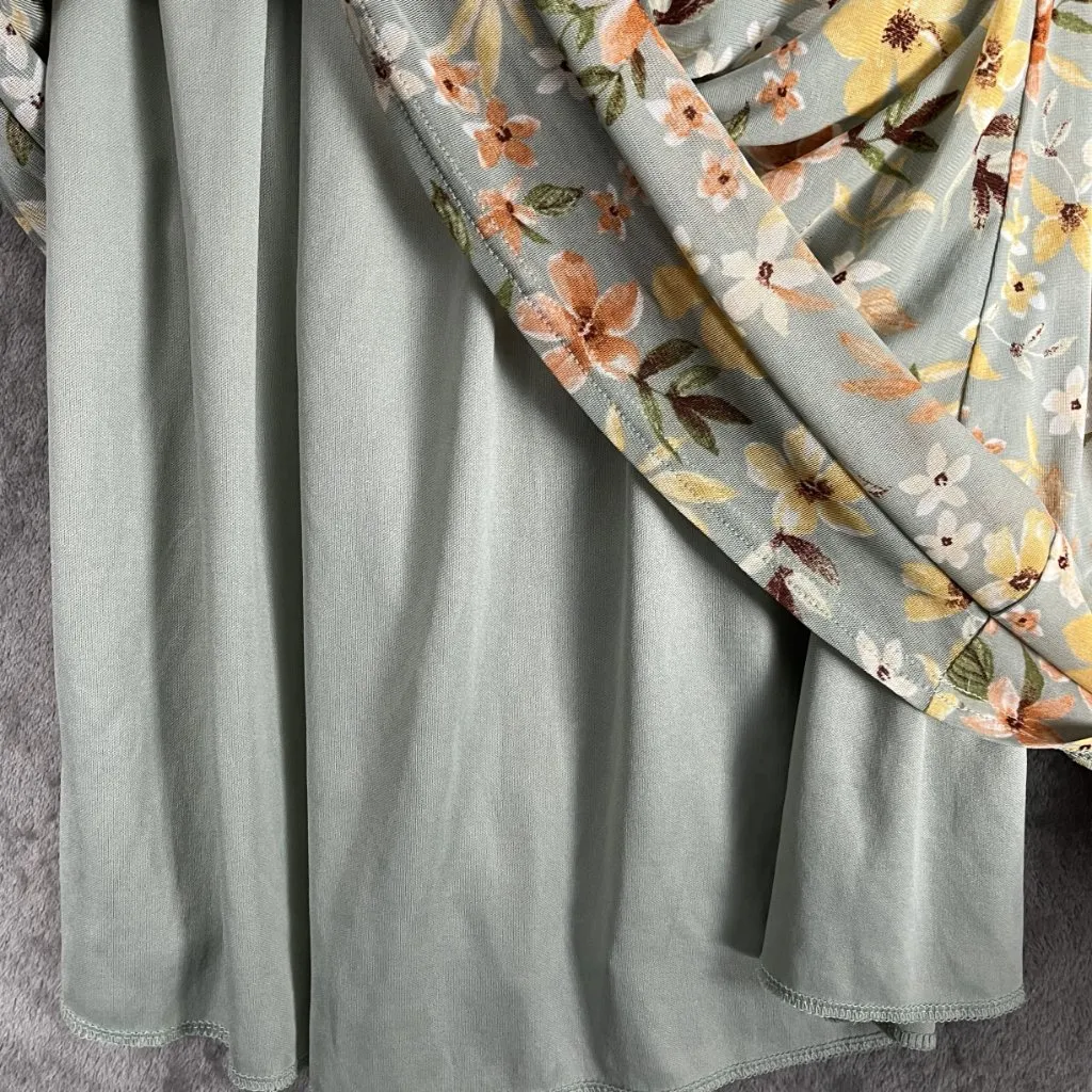 Siren Lily Maternity Floral Smocked Dress Women's S Green Lined Mini Cottagecore - Image 10