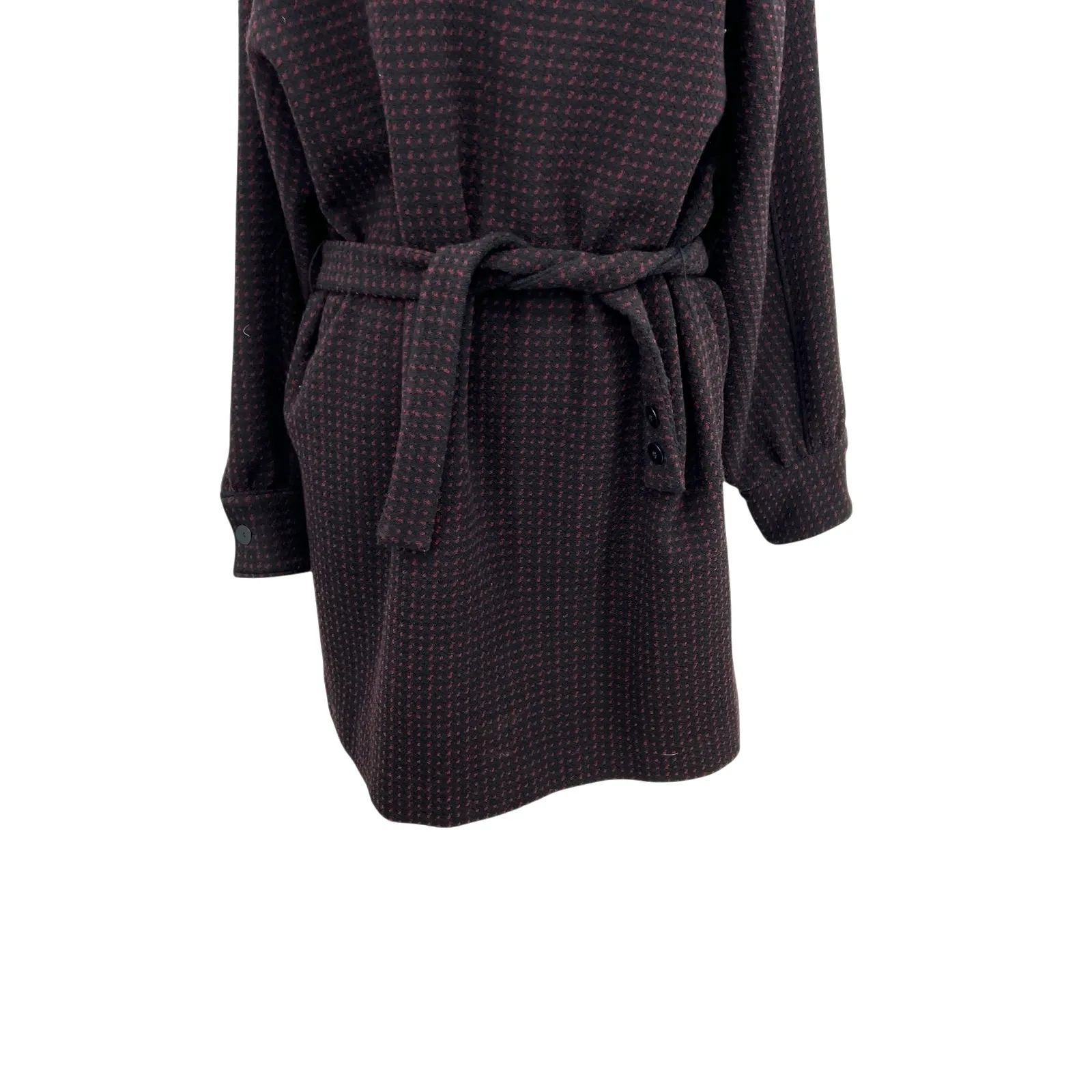 ba&sh Dimitri Dress Mini Sweater Belted Jacquard‎ Black Red Size 3 US 10 - Image 7