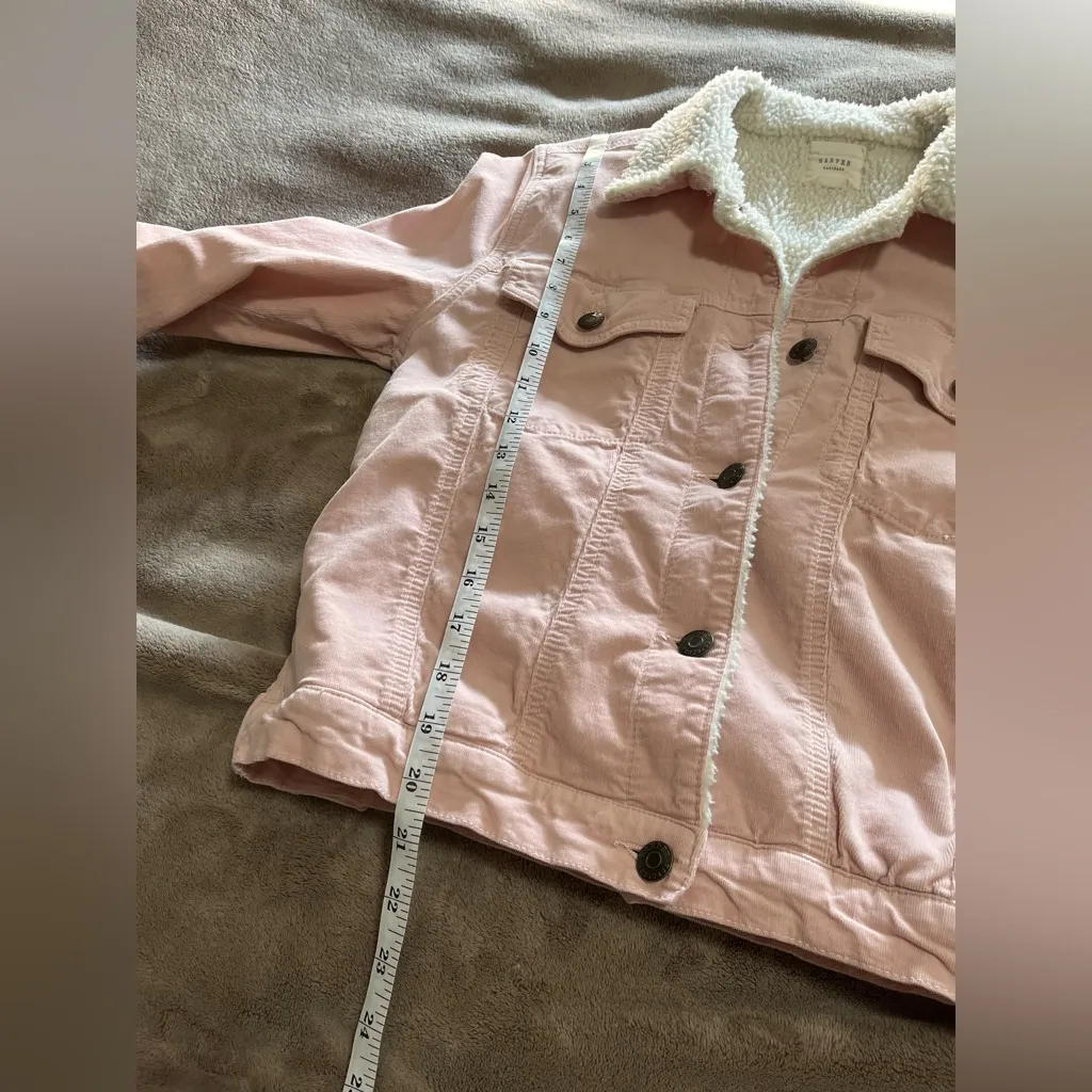 HARPER HERITAGE Corduroy Sherpa Pink Ivory Button Down Coat Jacket Sz S EUC - Image 6
