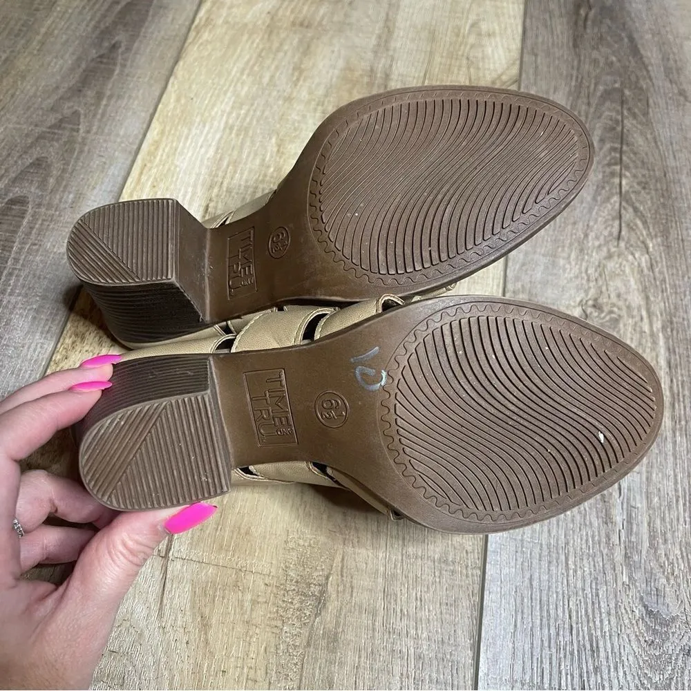 TIME & TRU Memory Foam Mule Bootie Nude Block Heel Women's 6.5 US 37.5 EU - Image 6