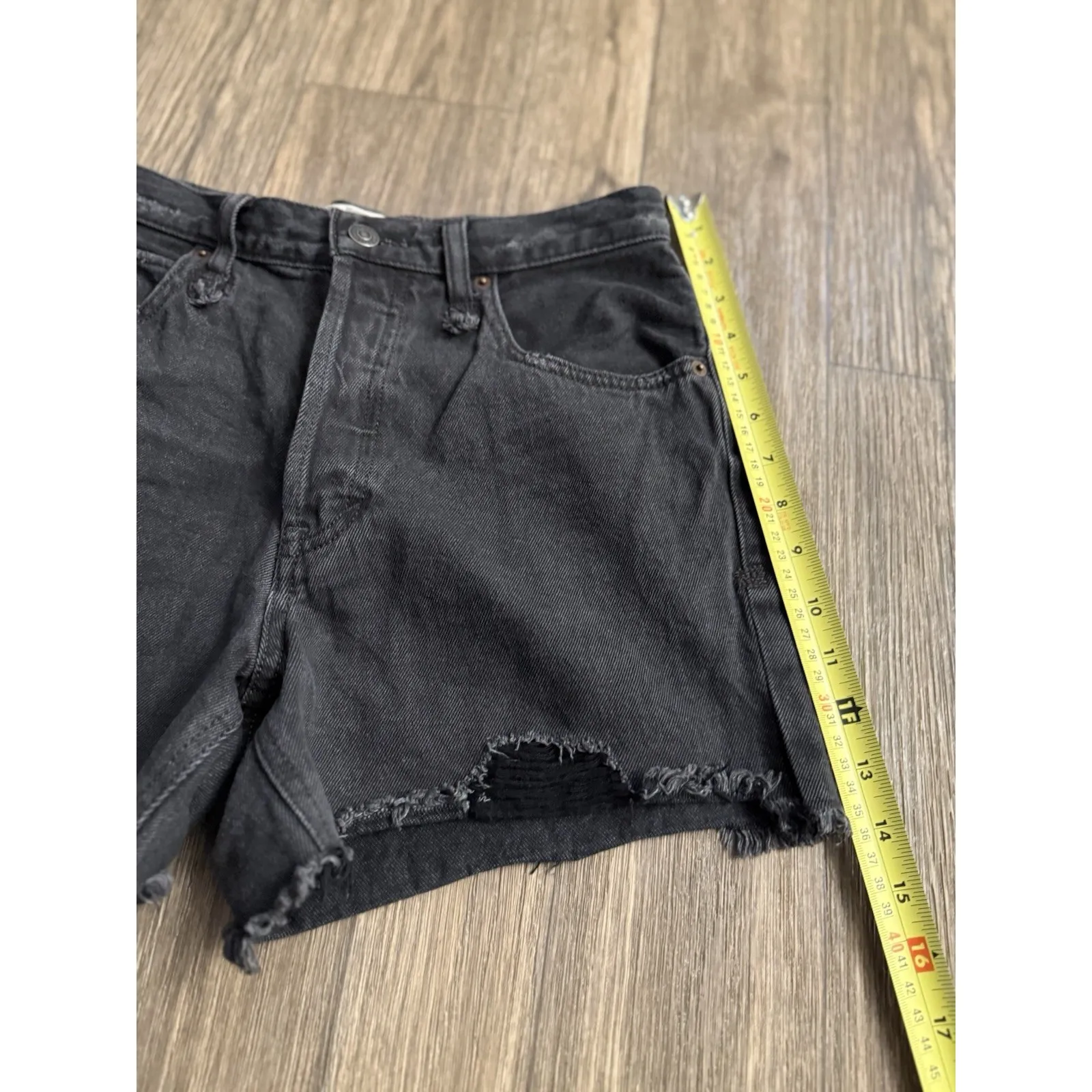 We the Free People Denim Cut Off‎ Makai High Rise Jean Shorts Black Sz 27 - Image 3