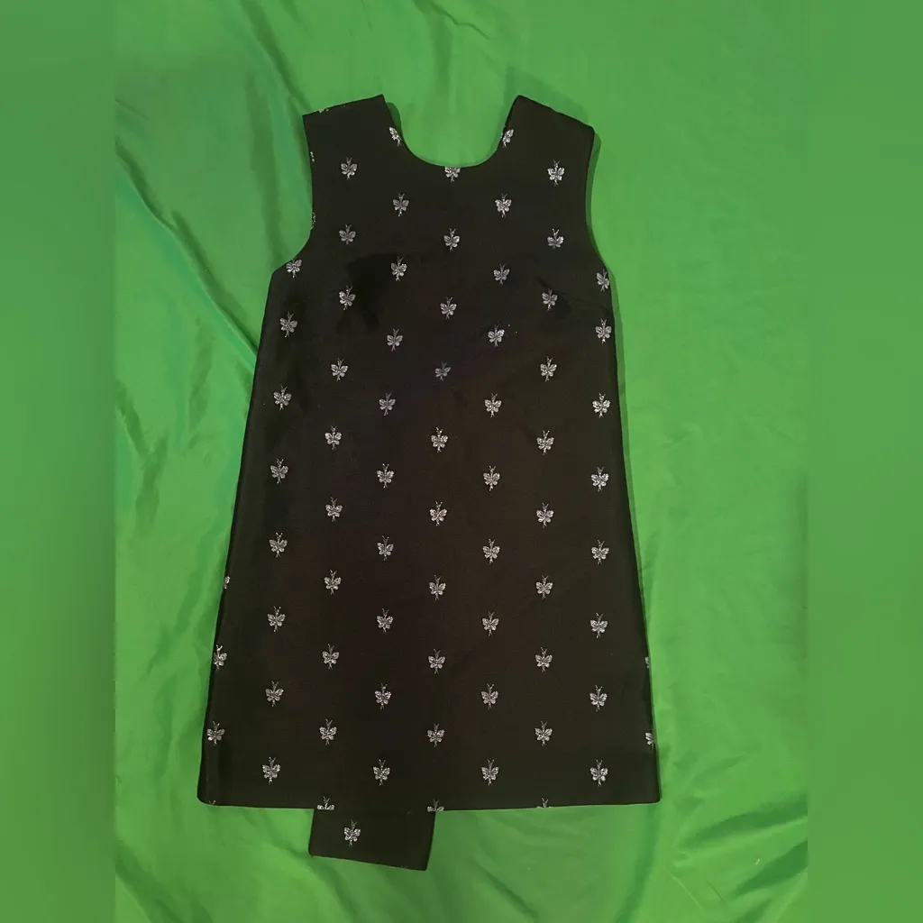 & Other Stories Black and Silver Bow Detail Metallic Jacquard Shift Mini Dress 4 - Image 3