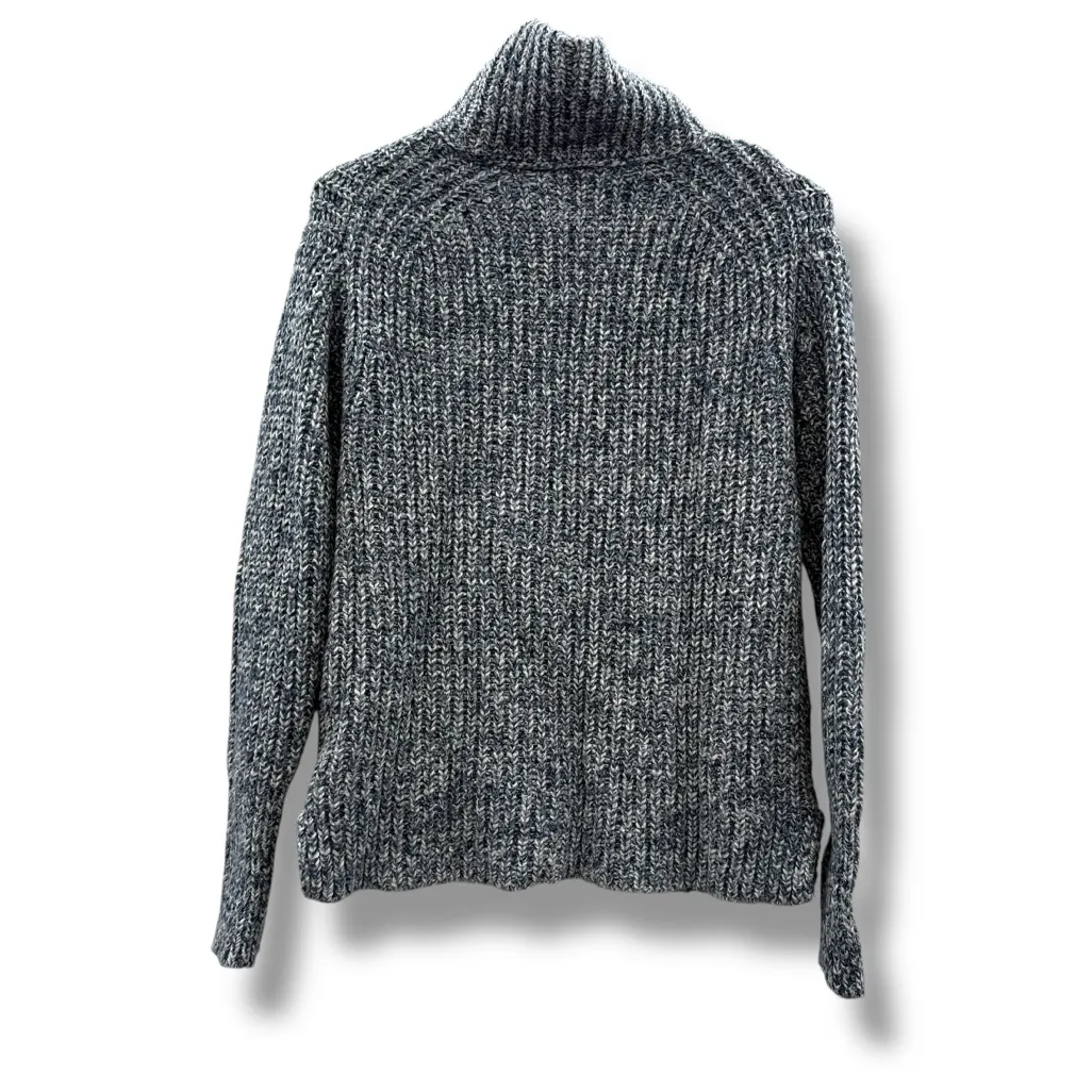 J.Crew Point Sur Turtleneck Sweater Women’s Size Small Blue White Marled Chunky - Image 2