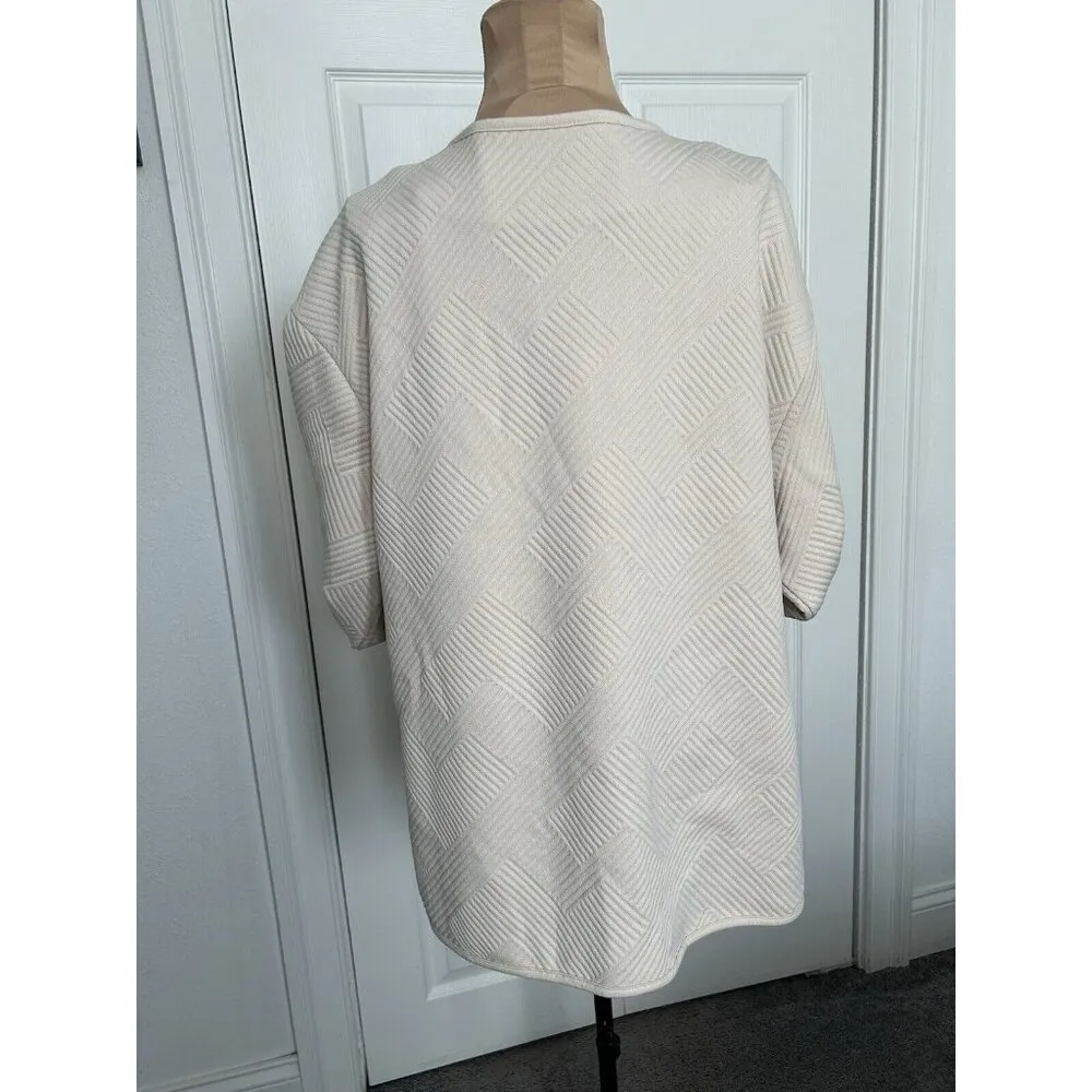 Sanctuary Anthropology Textured Knit Snap Close Shacket Jacket Cream Size S - Image 6