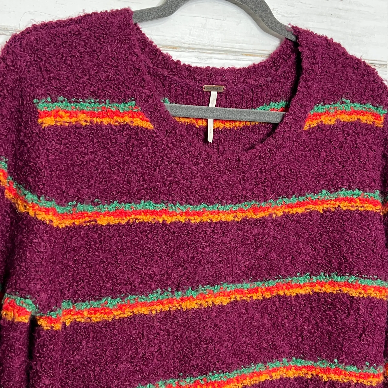 Free People Best Day Ever Striped Sweater Alpaca Blend Cozy Size Medium - Image 9