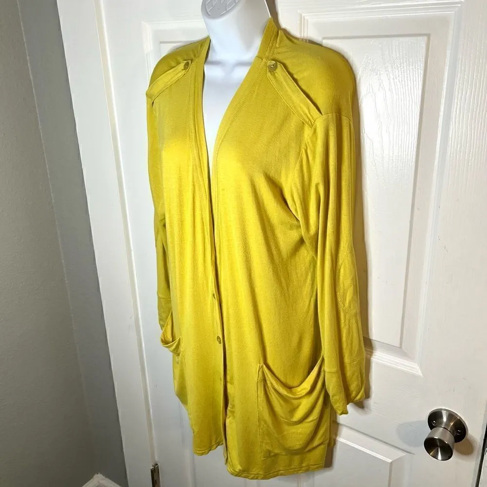 Des Rey South Africa Long Sleeve Knit Cardigan Chartreuse Yellow 38 (U.S. 10) Yellow - Image 2