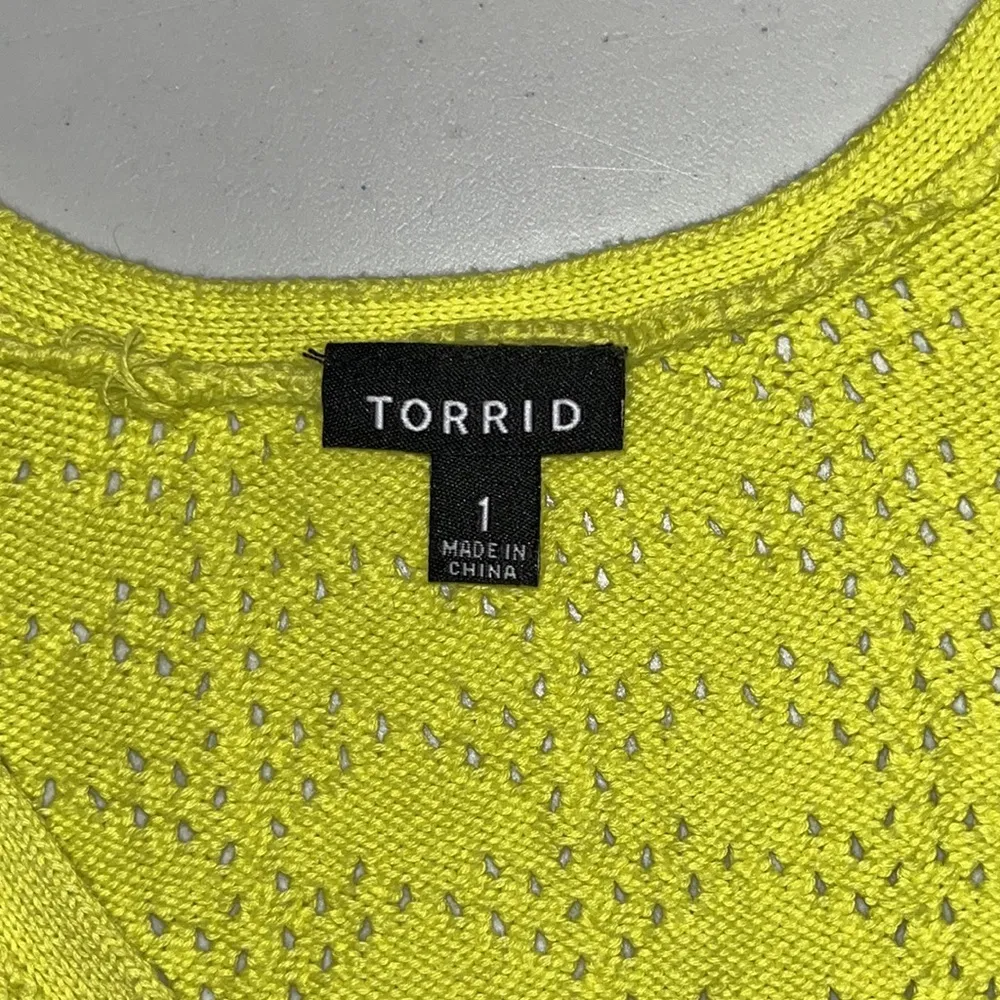 Torrid Size 1 Chartreuse Button Down Pointelle Sweater Cardigan - Image 5
