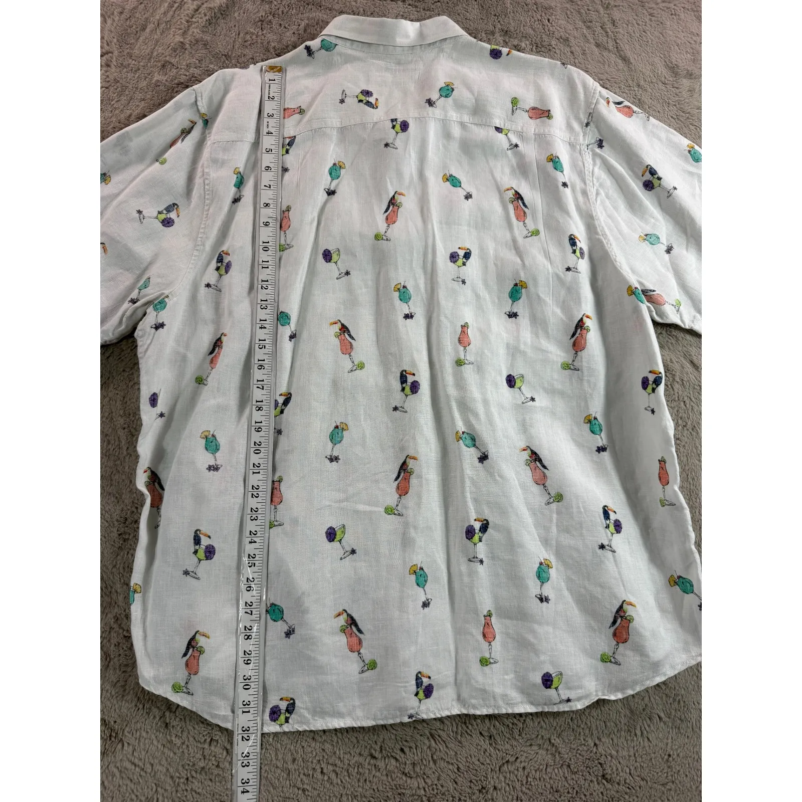 Tommy Bahama Womens XXL‎ Linen Short Sleeve Button Up Shirt Fun Beach Vacation - Image 7