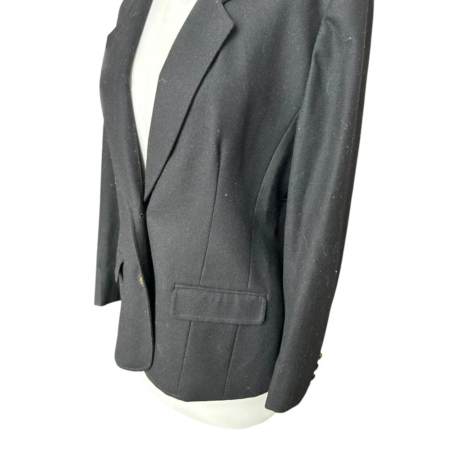 Vintage Pendleton Wool Blazer Women's sz 12 Black Gold Buttons Preppy Academia - Image 4