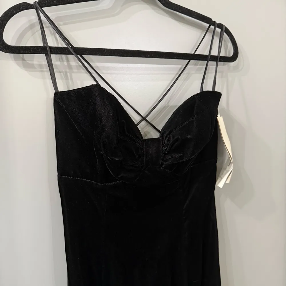 NWT Gunne Sax Jessica McClintock Black Velvet Dress Strappy Long Dress Size 5/6 - Image 4