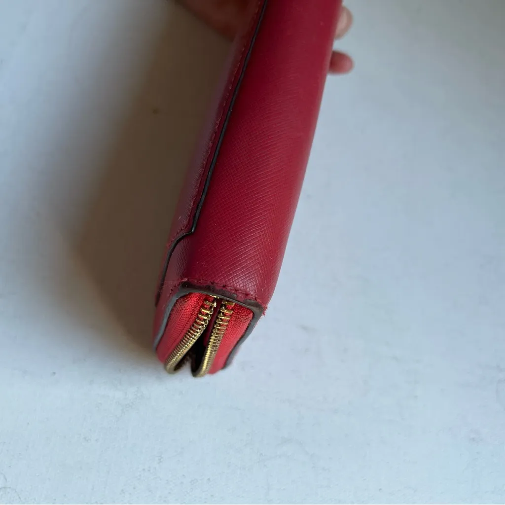 Coach Red Saffiano Leather Long Continental Zippy Wallet ID Cards Pockets - Image 12