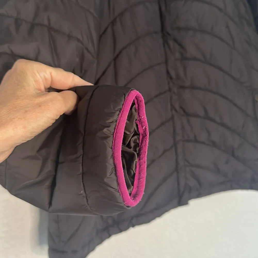 Lands’ End Nylon Puffer Chocolate Brown Size XL Full Zip Pockets Preppy Outdoor - Image 2