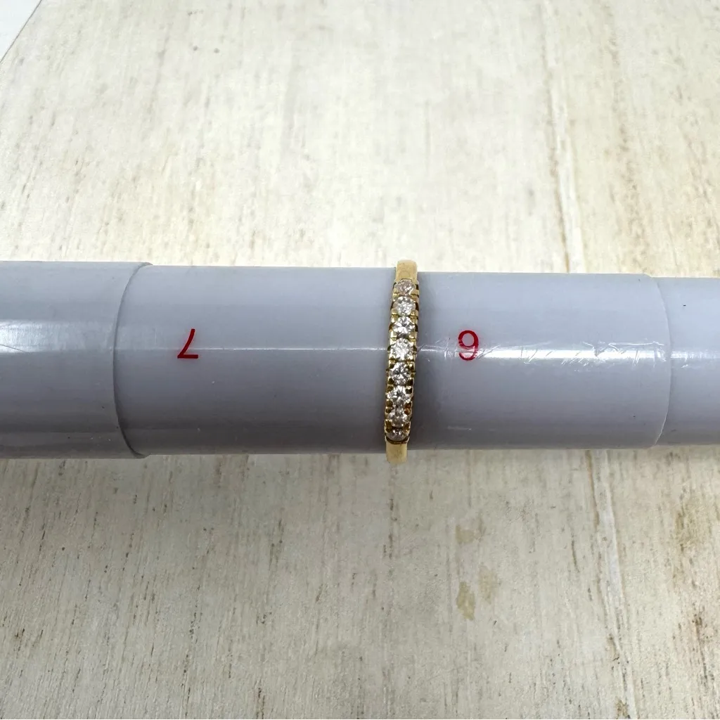 Solid 750 / 18K yellow gold with 8 diamonds, ring, size ~6 - Image 13