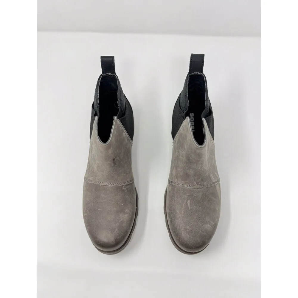 Sorel Boots Gray Leather Emelie Chelsea Ankle Bootie Pull On NL3719-052 US 8 - Image 4