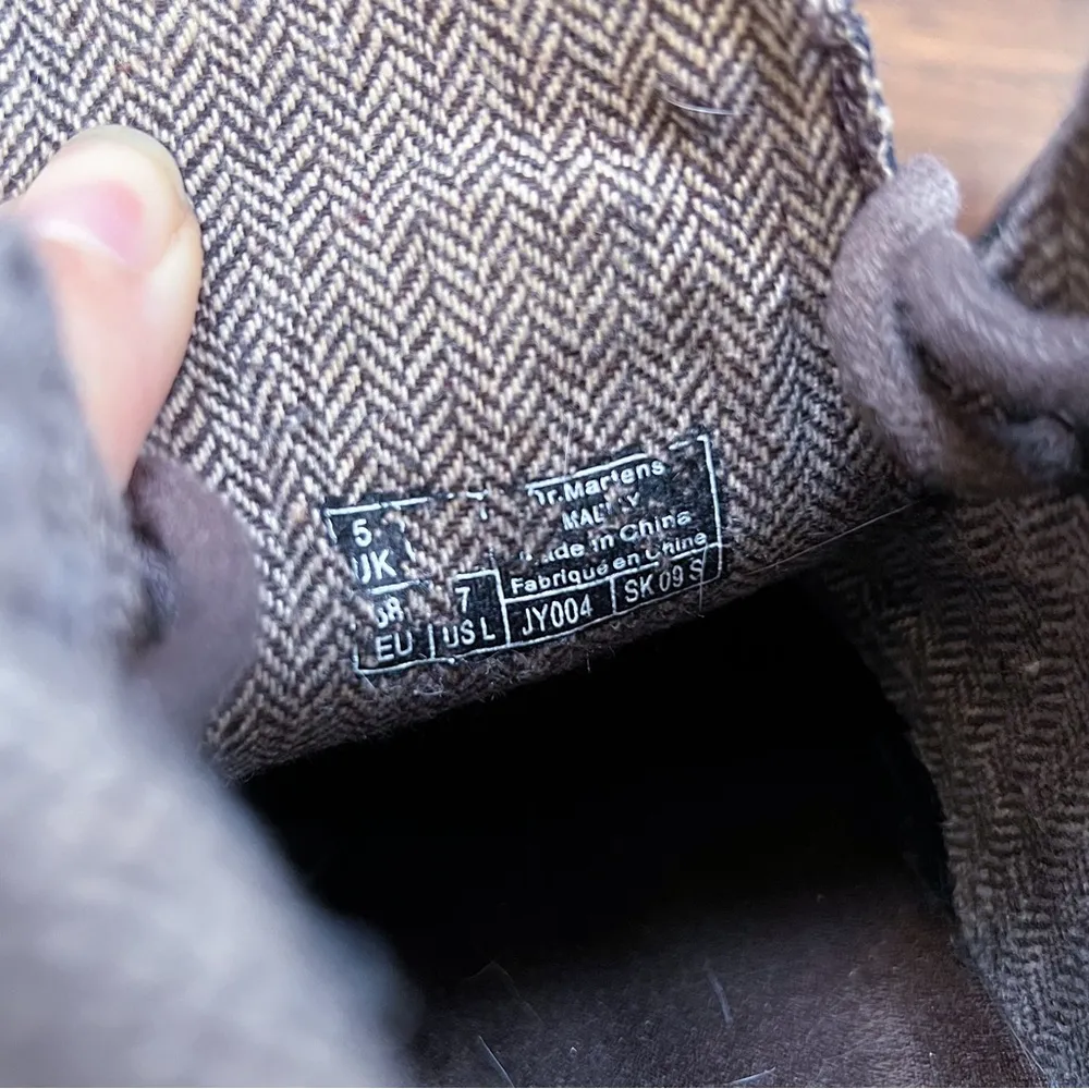 Dr Martens • Maelly Gaucho Wildhorse Lamper boot brown leather herringbone tweed - Image 4