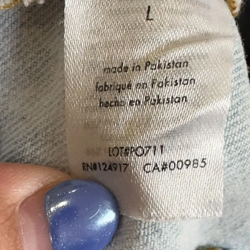 WeWoreWhat‎ 90’s Light Wash Denim Relaxed Overall Shorts Raw Hem Romper L - Image 8