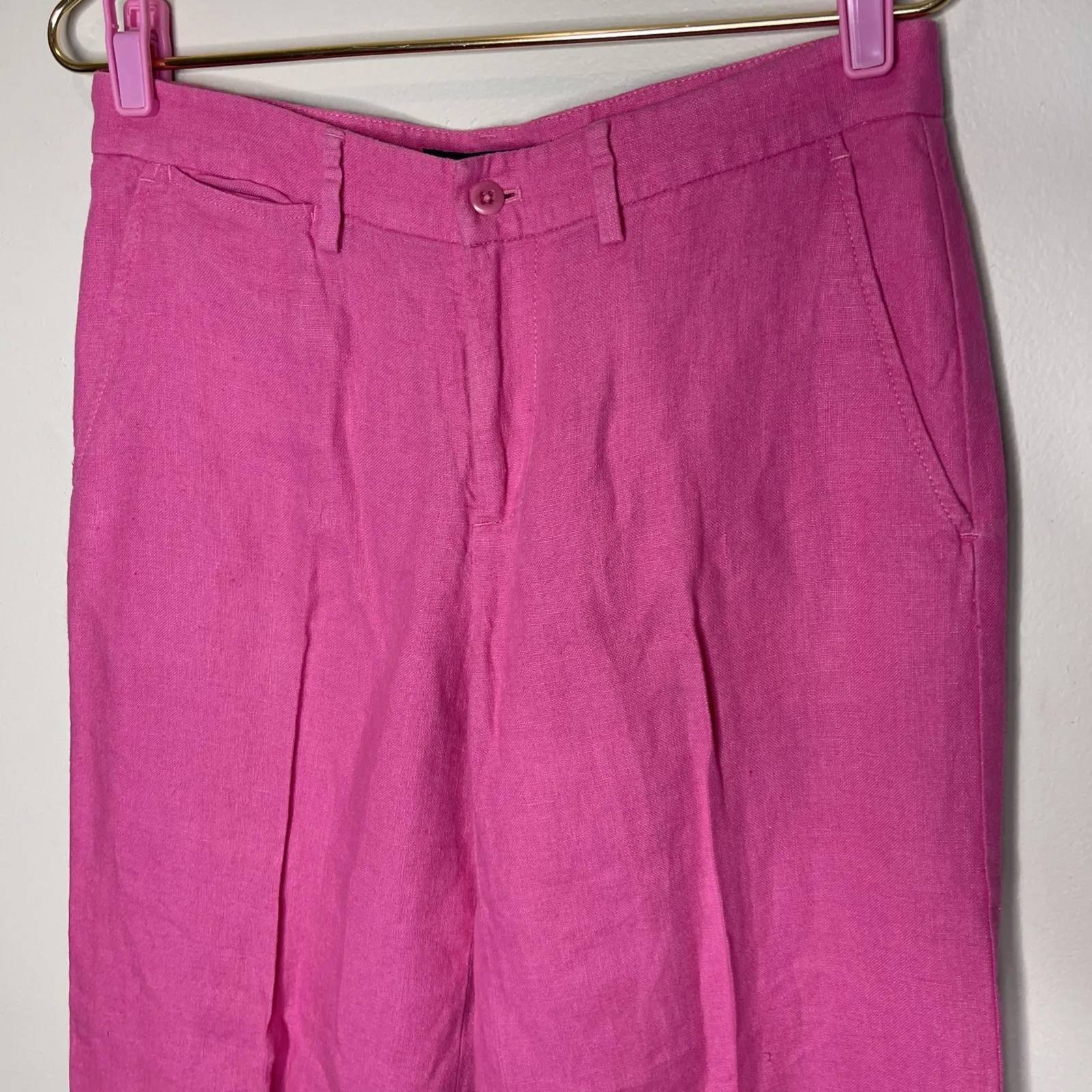 Womens Ralph Lauren Hot Pink Linen Wide‎ Leg Pant Sz 6 - Image 2