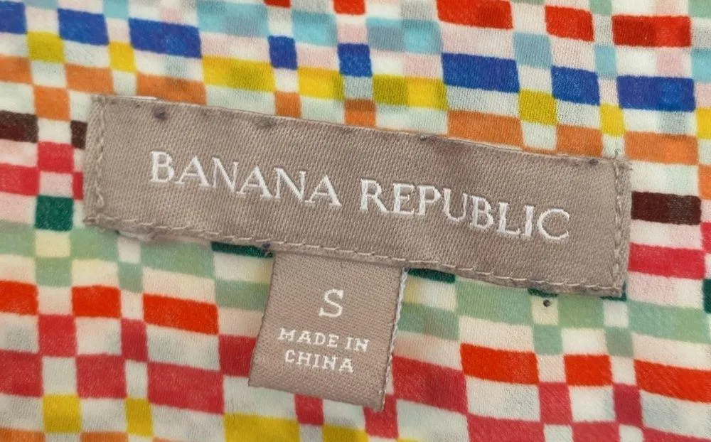 Banana Republic Rainbow Pixel Print Blouse Women’s Size Small Bright Printed Top - Image 6