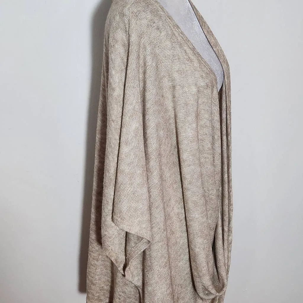 Kori Tan Draped Oversized Sweater Size Large Heather Brown Short Sleeve Sweater - Image 6