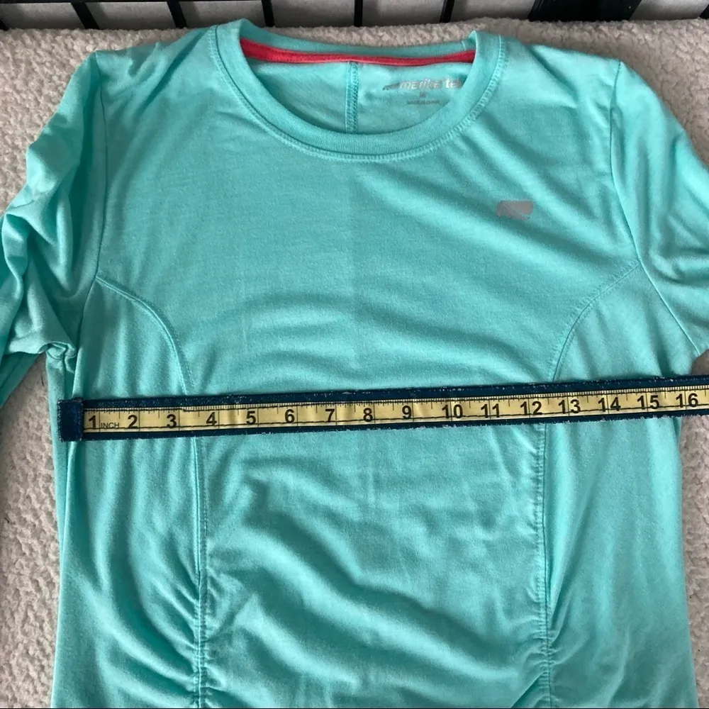 Marika Tek Performance Athletic Long Sleeve Polyester Ruched Shirt Teal Medium Blue - Image 9