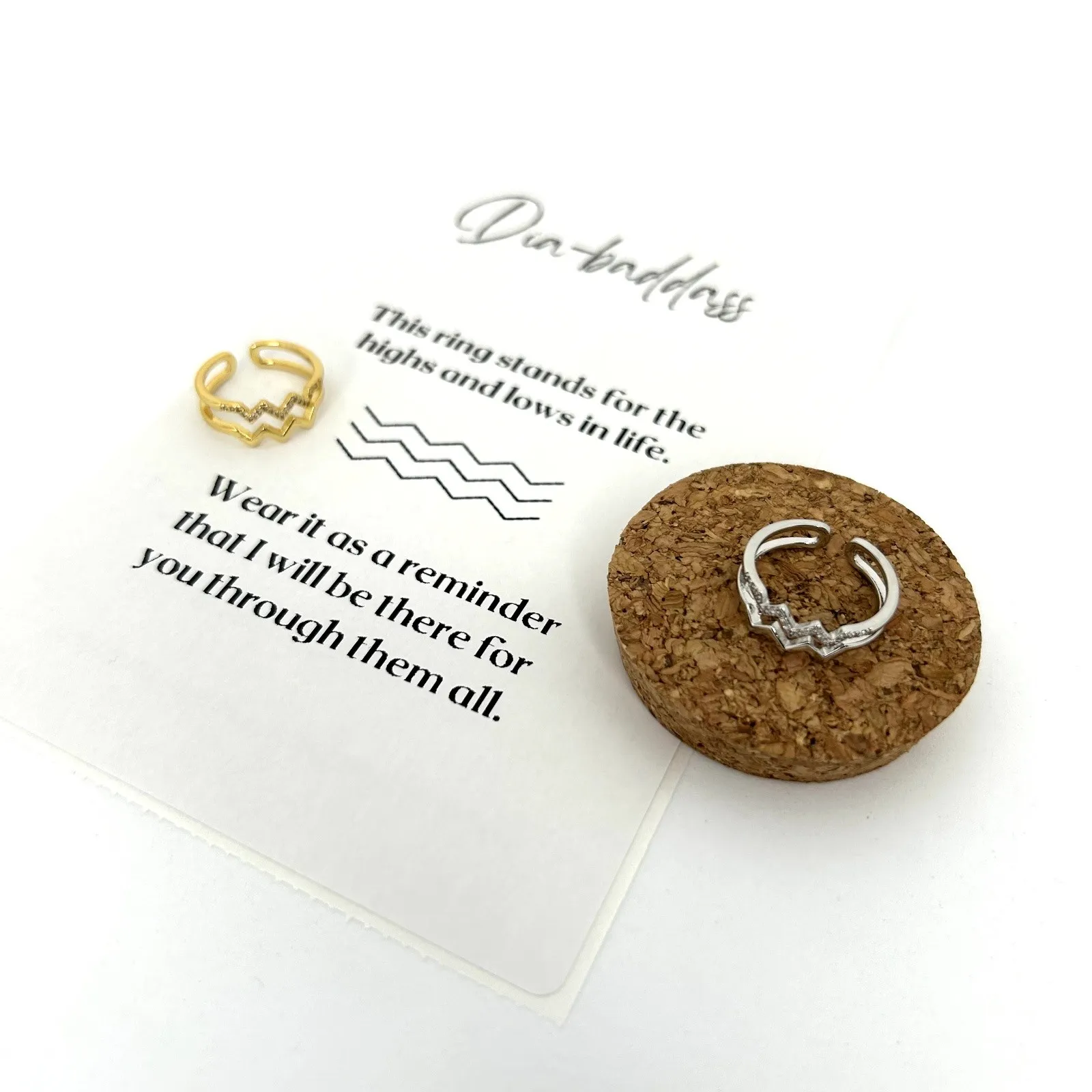 Highs and Lows Inspirational Ring‎ Adjustable Ups And Downs Diabetes Dia - Image 2