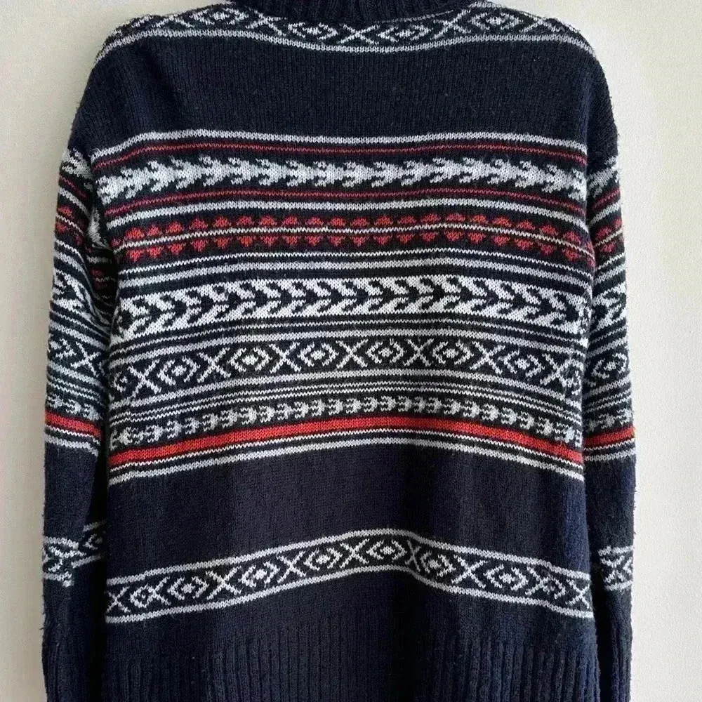 Romeo + Juliet Couture Nordic Print Sweater Cardigan, Navy Blue/White/Orange, M - Image 15