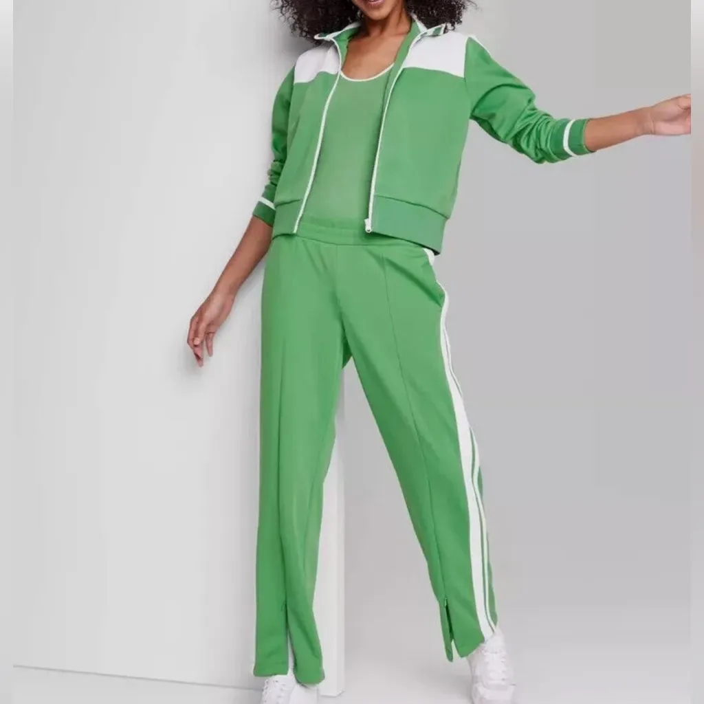 Wild FableGreen High Rise‎ Track Pants Zip Bottoms Women's XXL New With Tags - Image 4