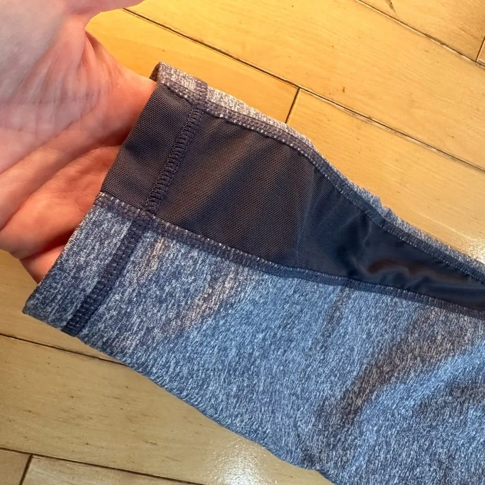 NORDSTROM Zella Grey/Blue Heathered Crop Leggings Tights with Mesh Panel -medium - Image 6