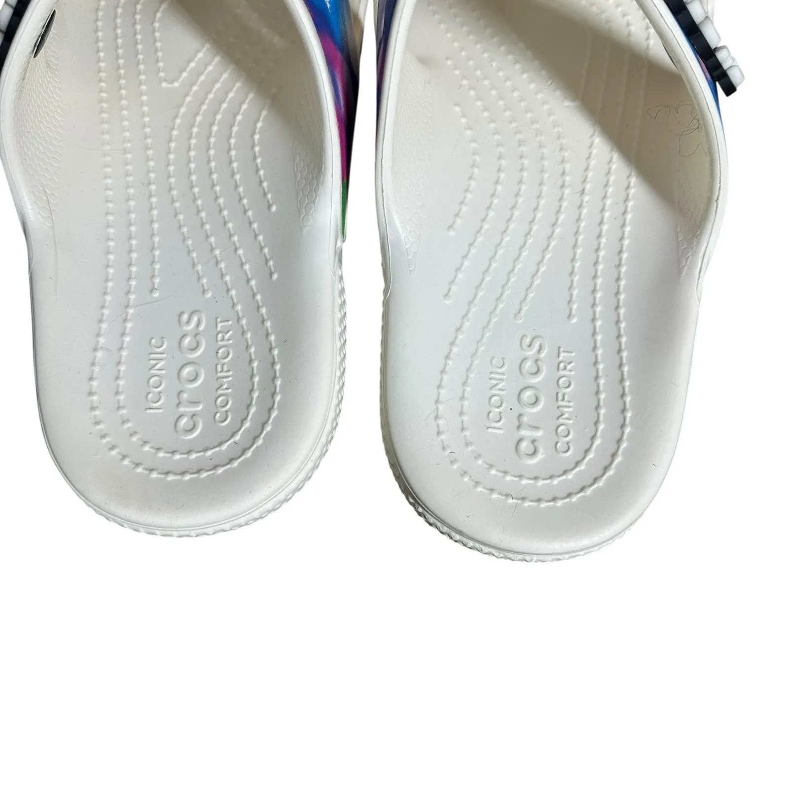 Classic Crocs Solarized Tie Dye Two-Strap Rainbow Slide Sandals Beach 7 Womens - Image 7