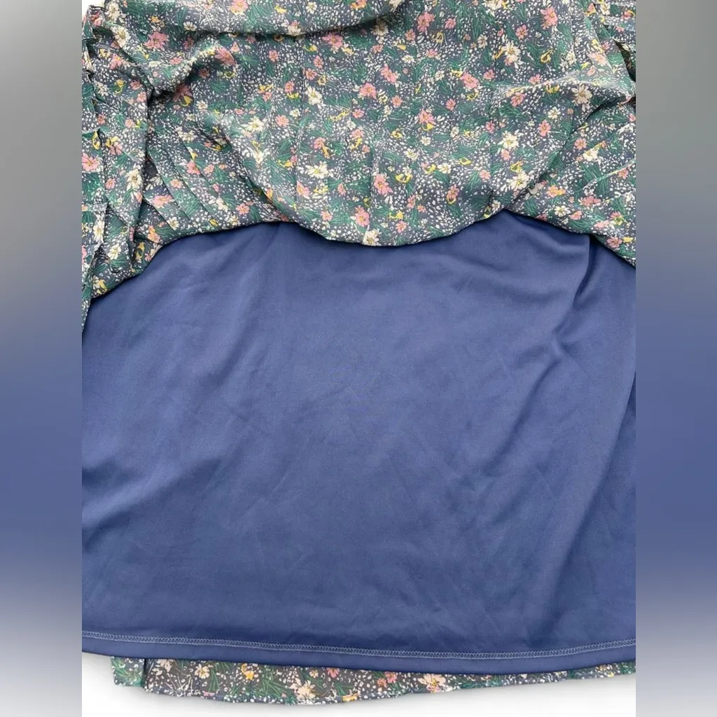 Banana Republic Pleated Midi Skirt Medium Blue Floral Pink Yellow Green 28” - Image 5