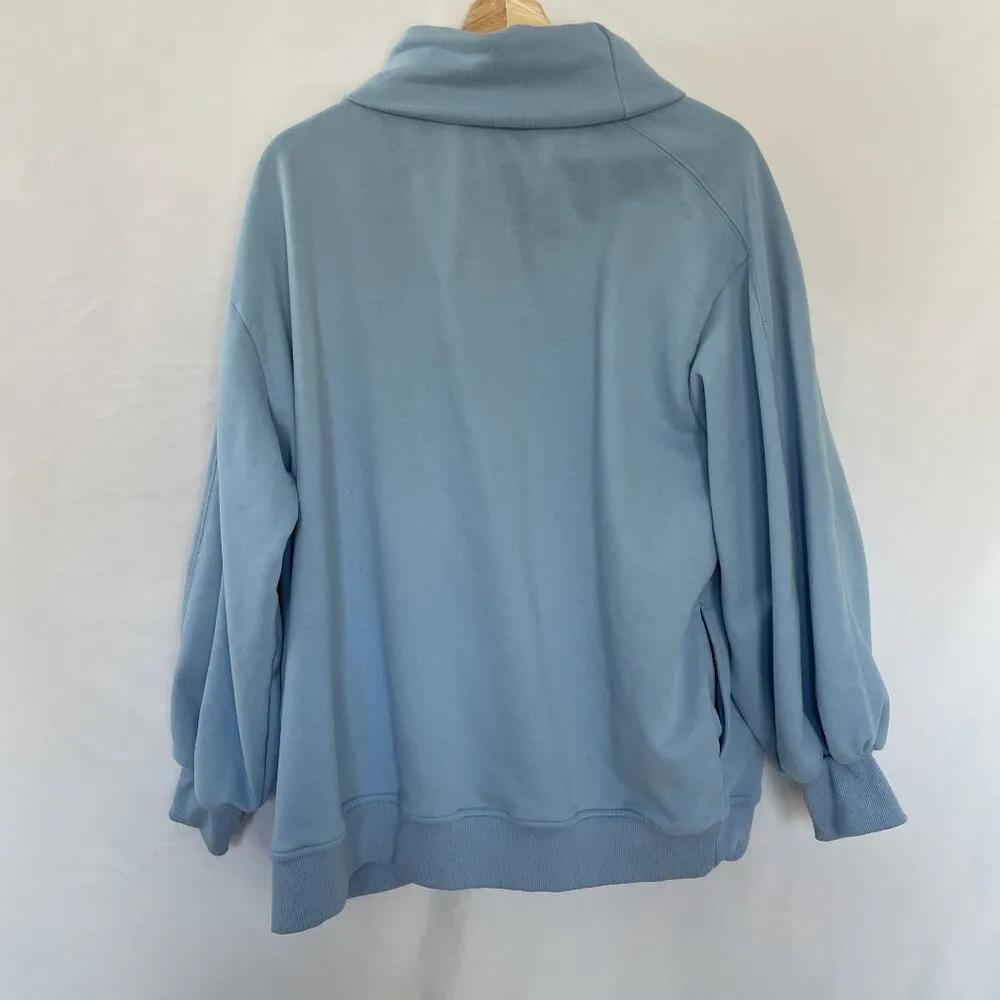 Anrabess Light Blue Oversized Pullover Sweatshirt With Cowl Neck & Ribbed Cuffs Size L - Image 8