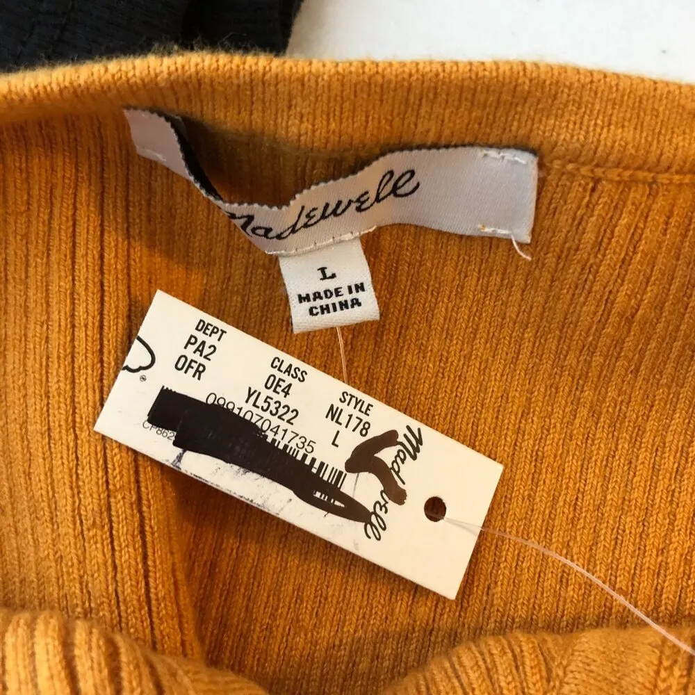 Madewell Womens Corset-Detail Crop Sweater Tank Ochre Fresco Orange L - Image 6