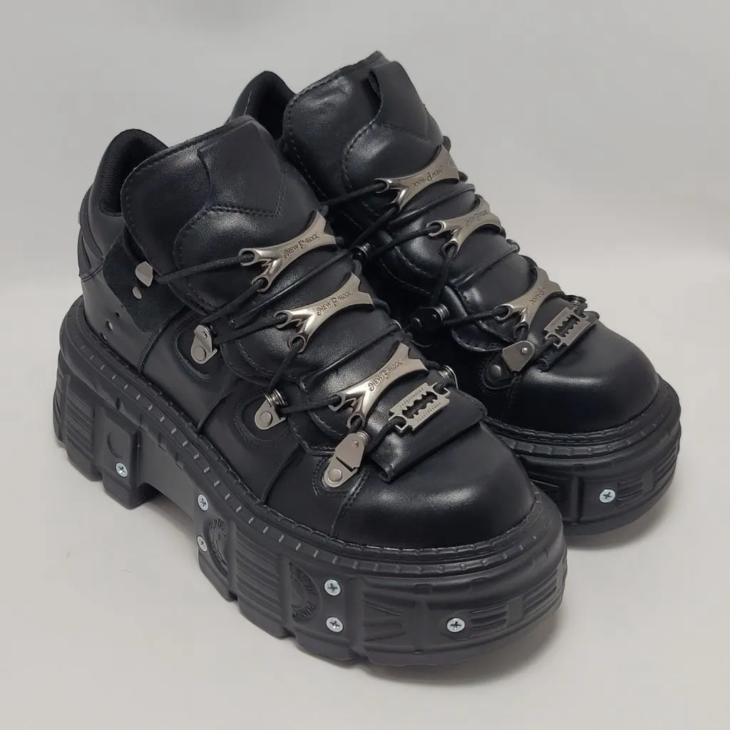 Women's Punk Gothic Chunky Platform Combat Boot Sneakers Bikers Shoes Size 41 Black - Image 11