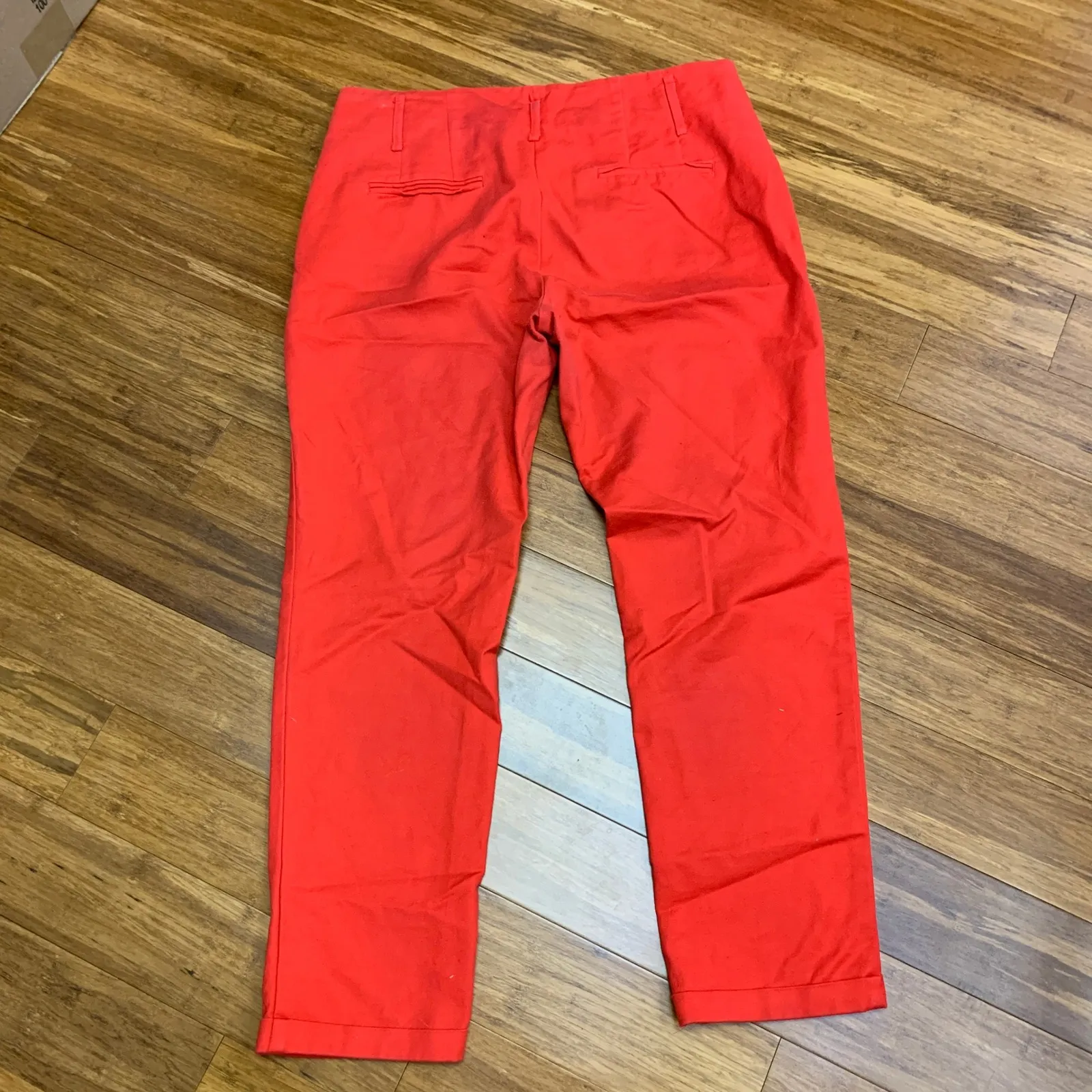 Zara Basic Red Trousers Pants High Rise Utility Pockets Women Size 10 Career - Image 5