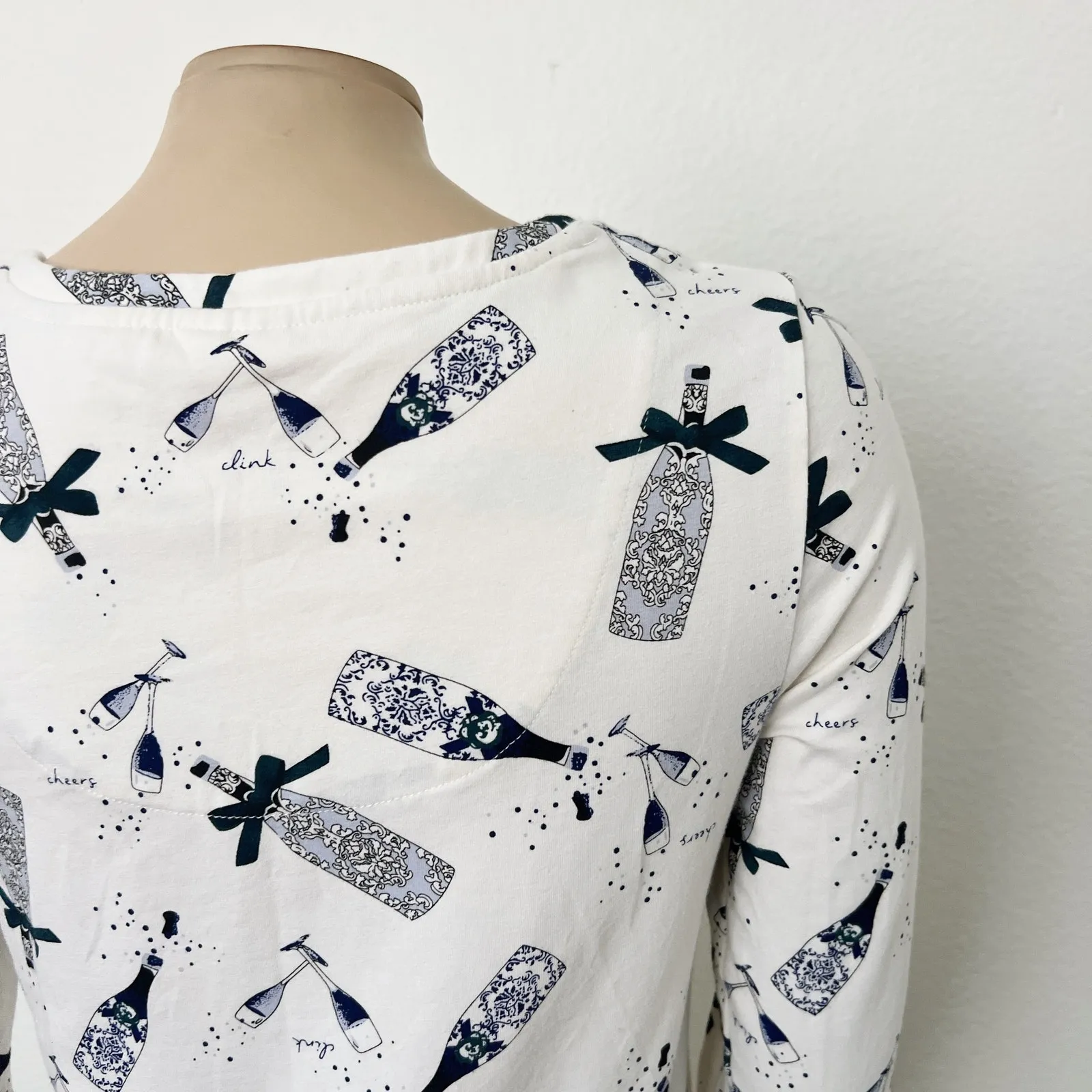 [Soma] White Cheers Champagne Cool Nights Jersey Scoop Neck Sleepshirt Size XS - Image 8