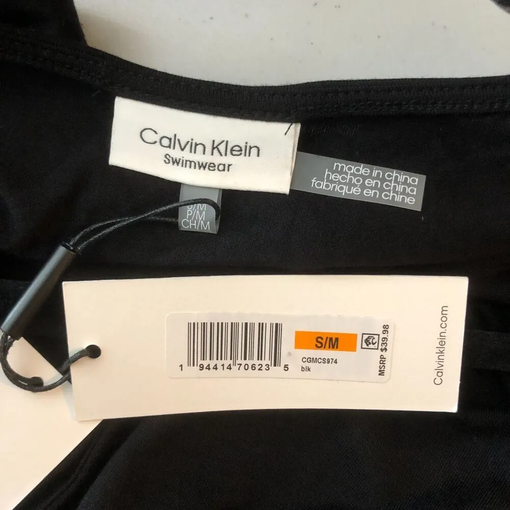 Calvin Klein Womens Black Surplice Racer-Back Tunic Swim Cover-Up S/M - Image 6