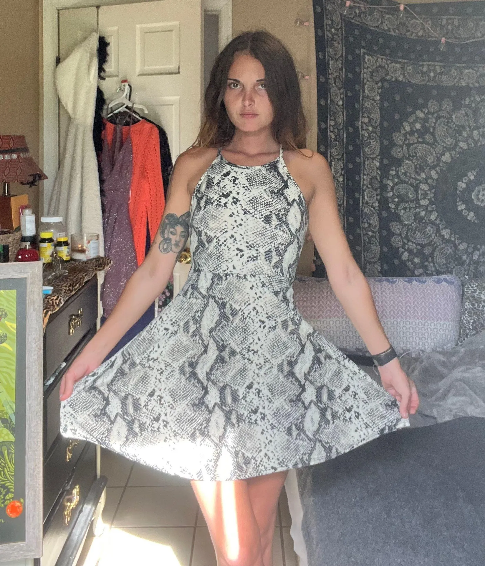 Snakeskin Fit & Flare Dress Gray - $8 (73% Off Retail) - From Kaitlyn Snakeskin Fit & Flare Dress Gray - $8 (73% Off Retail) - From Kaitlyn