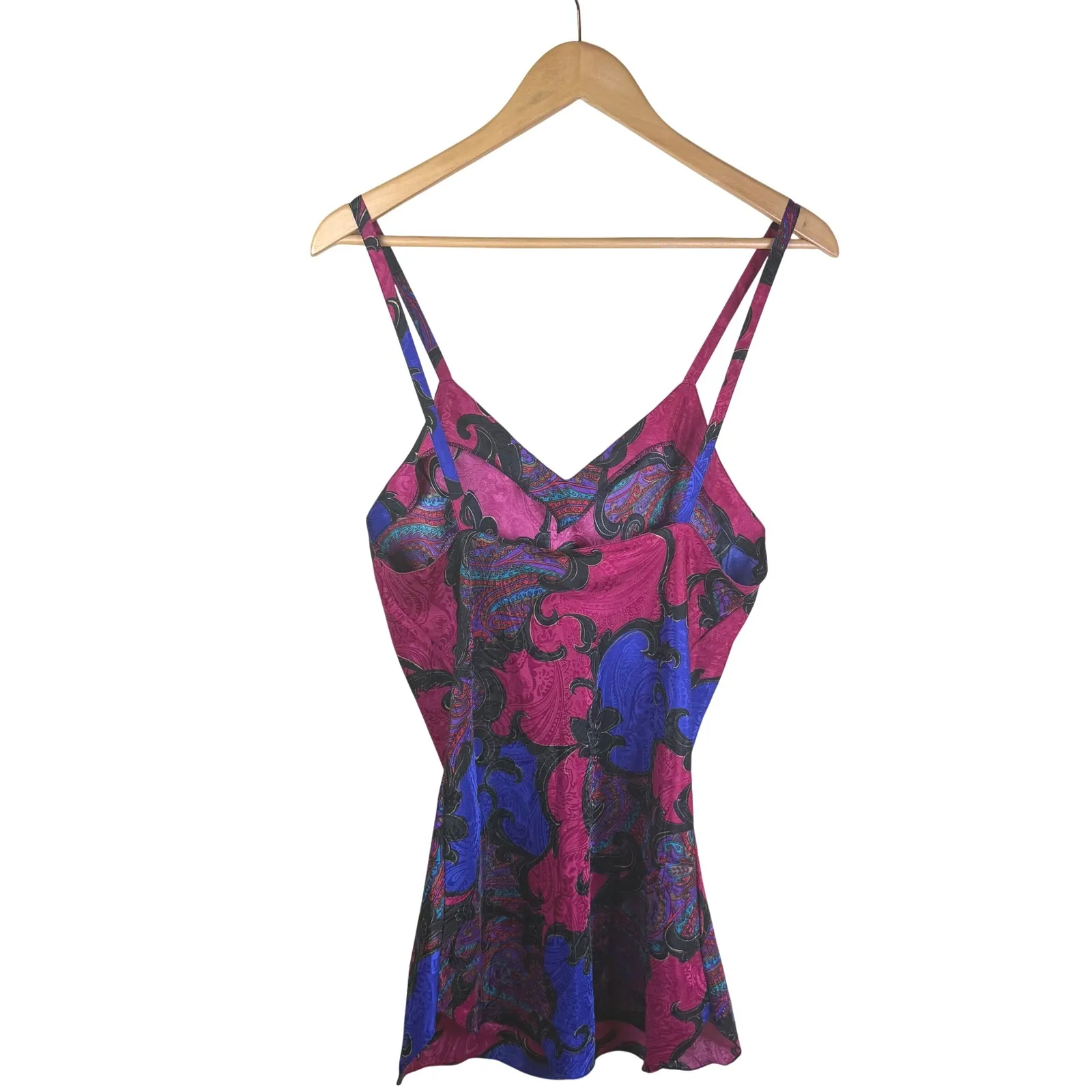 Vintage JO Intimates Chemise Slip Womens Medium‎ Nightgown Floral Paisley 90s Pink - Image 5