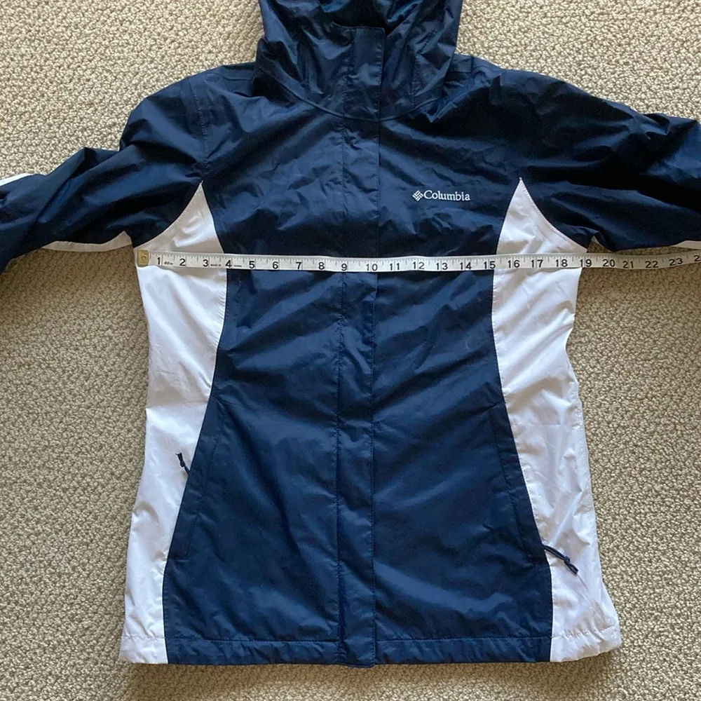 Columbia Women’s Raincoat Navy Blue White Size Small Waterproof Gear Full Zip - Image 4