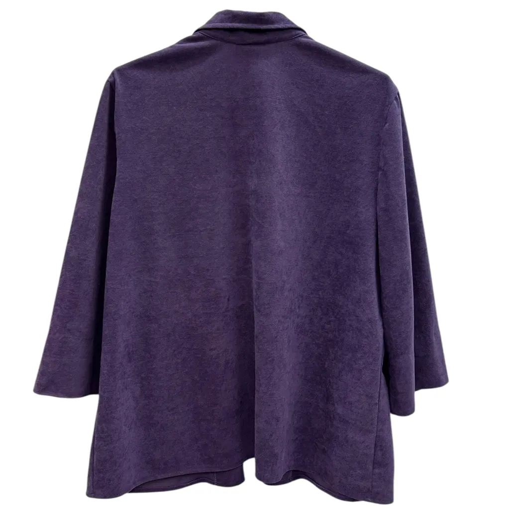 Vintage Alicia Purple Sueded 3 Quarter Sleeve Blazer with Pockets Womens Large - Image 8