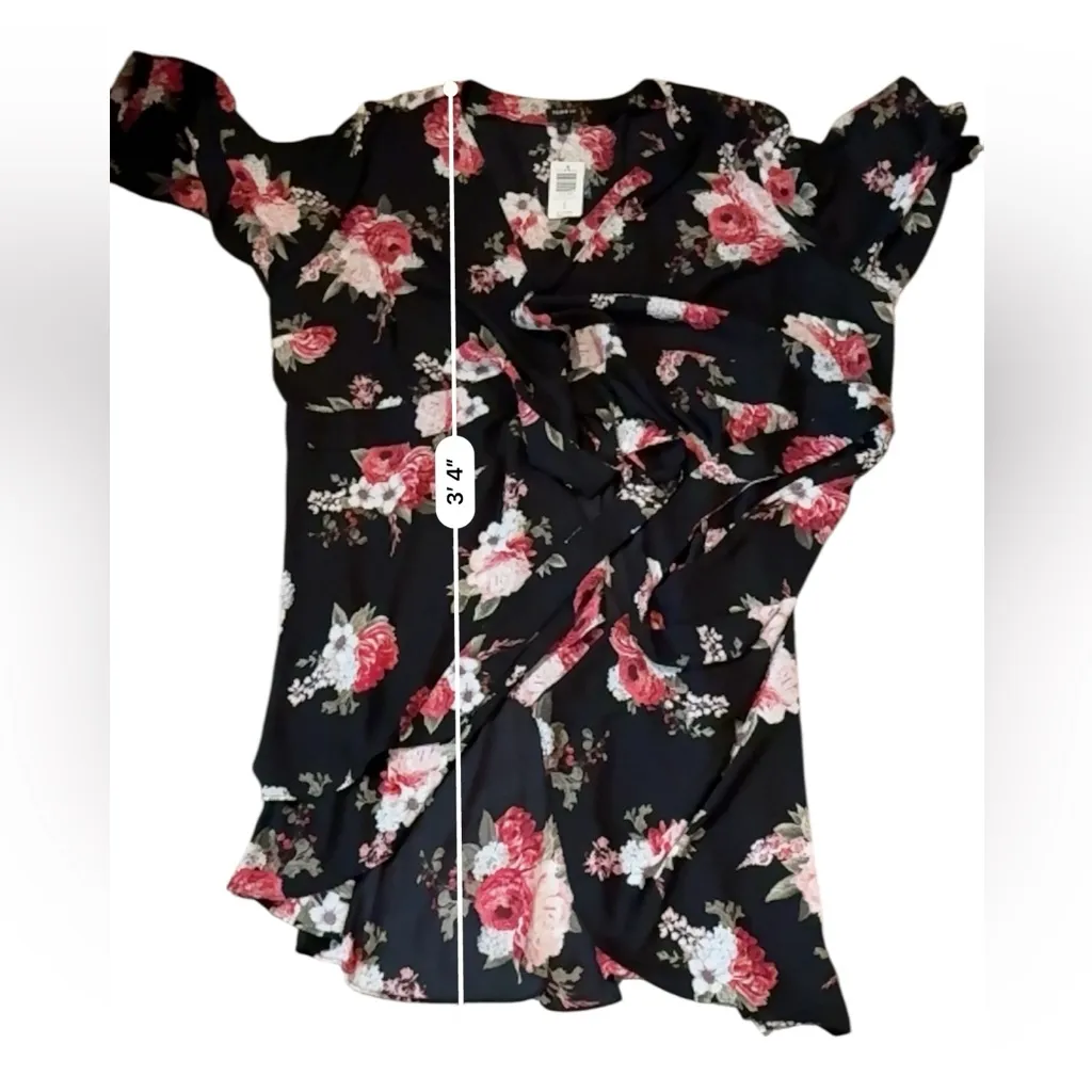 Torrid NWT Floral Wrap Dress Women’s Size 4 Ruffle Hem V-Neck‎ - Image 11