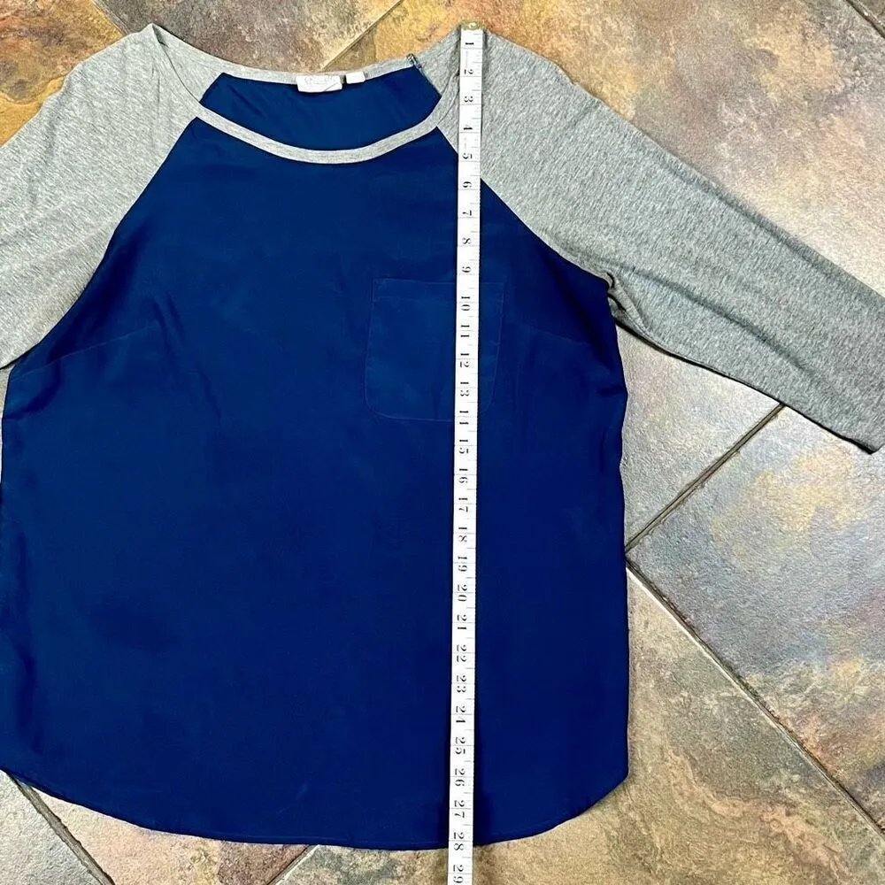 Women’s Blue Gray Baseball Top Large Blue - Image 7
