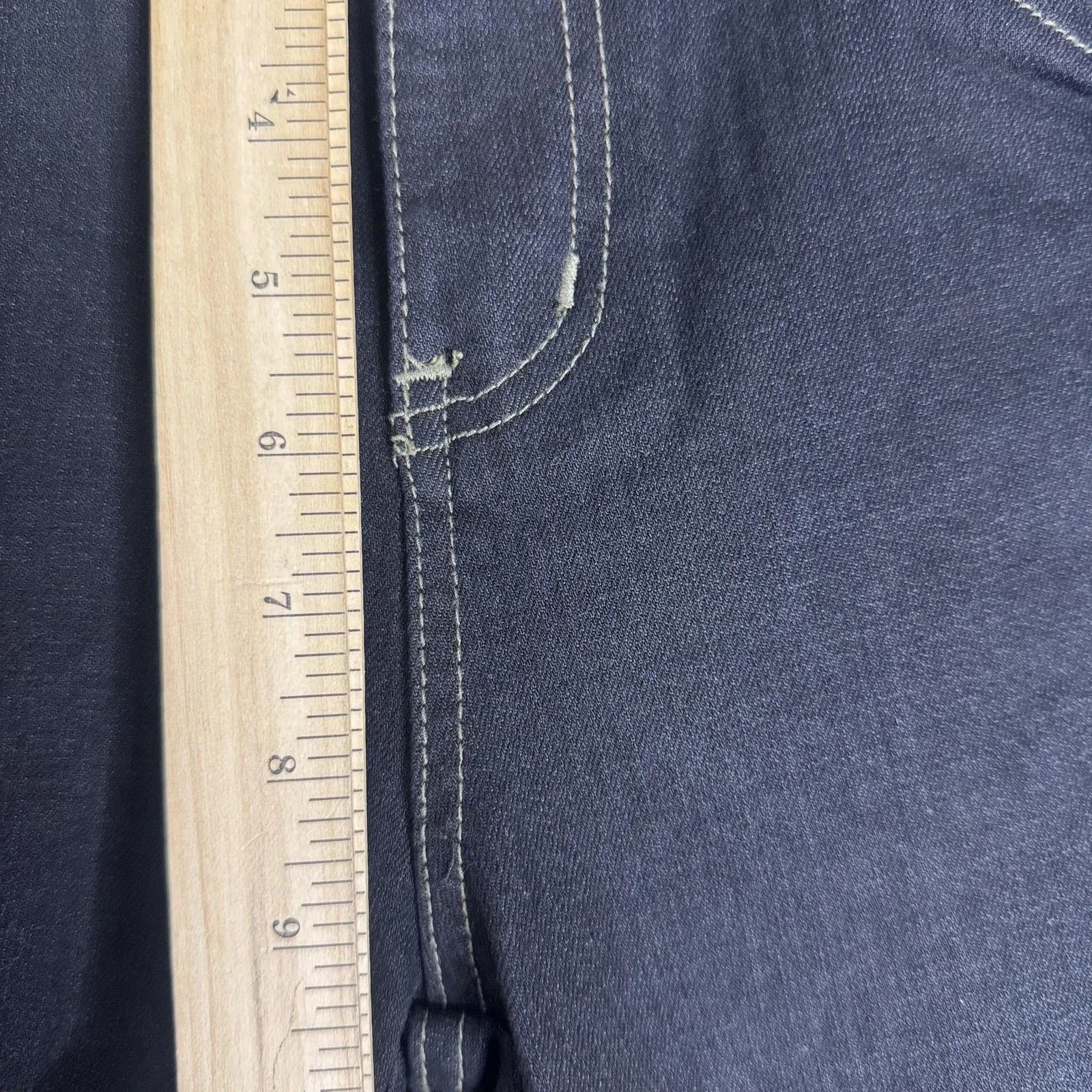 CAbi Jeans Womens 6 Black Straight Leg Stretch Denim jean Contrast Stitch - Image 7