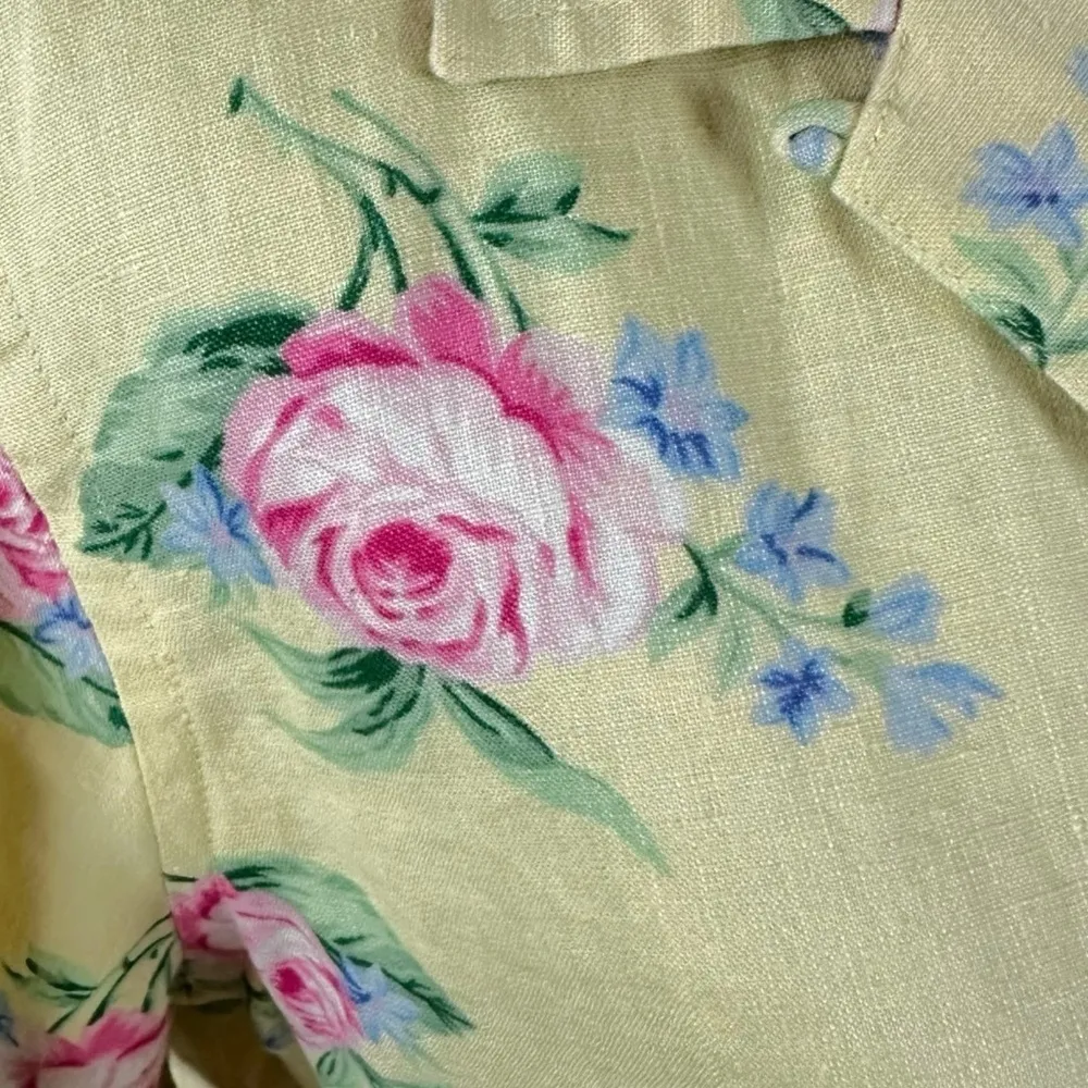 Vintage 90s Ralph Lauren Linen Top English Garden Shabby Chic Cottage Medium MP - Image 6