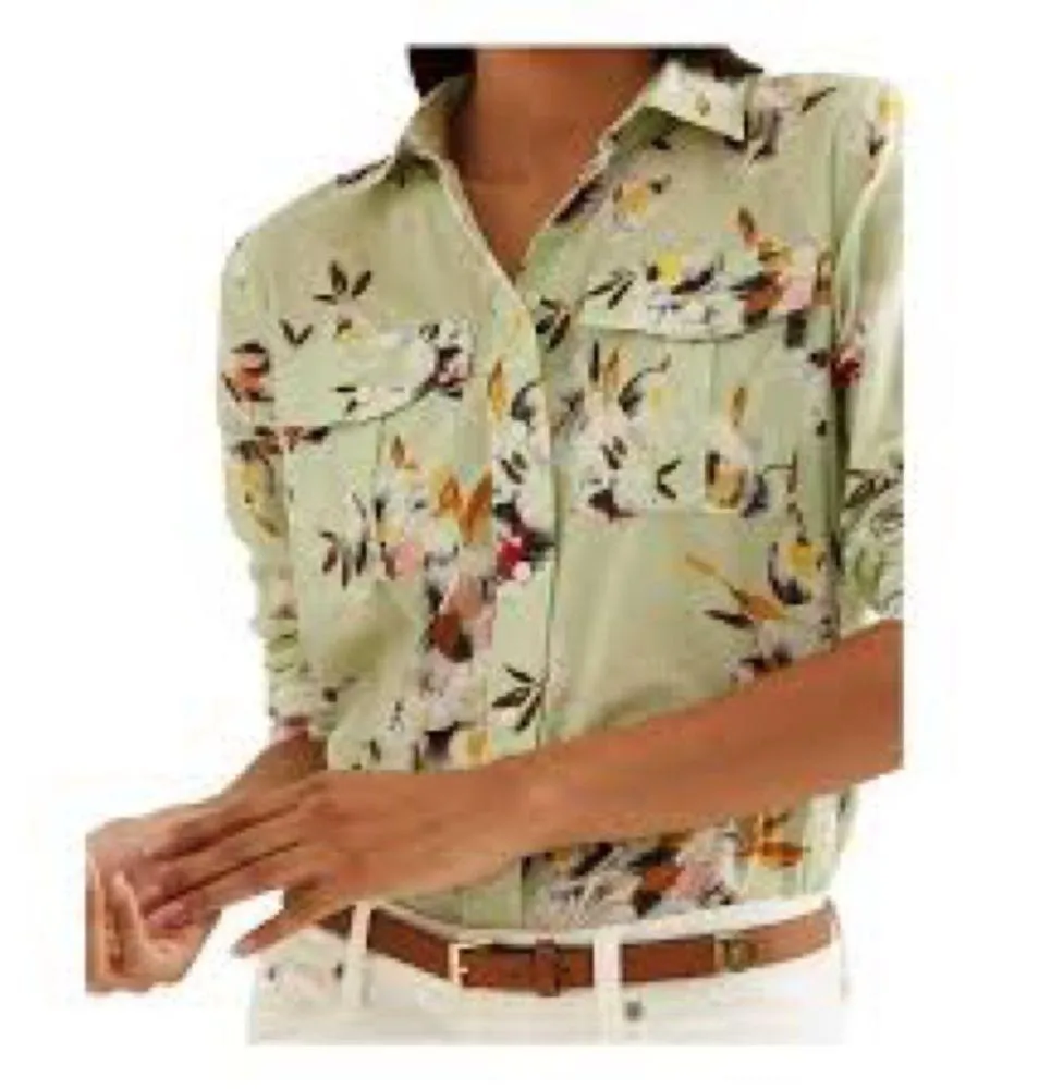 Lauren Ralph Lauren Black Label Women’s Floral Cotton S Shirt (Multi) Green - Image 2