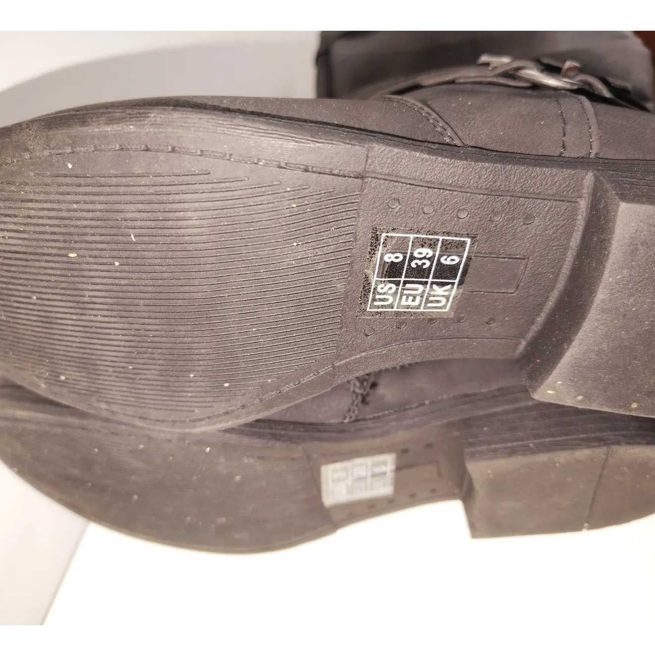 Ruiee Women's Knee High Boots Black Round Toe S Buckle Accent Size 8 - Image 5