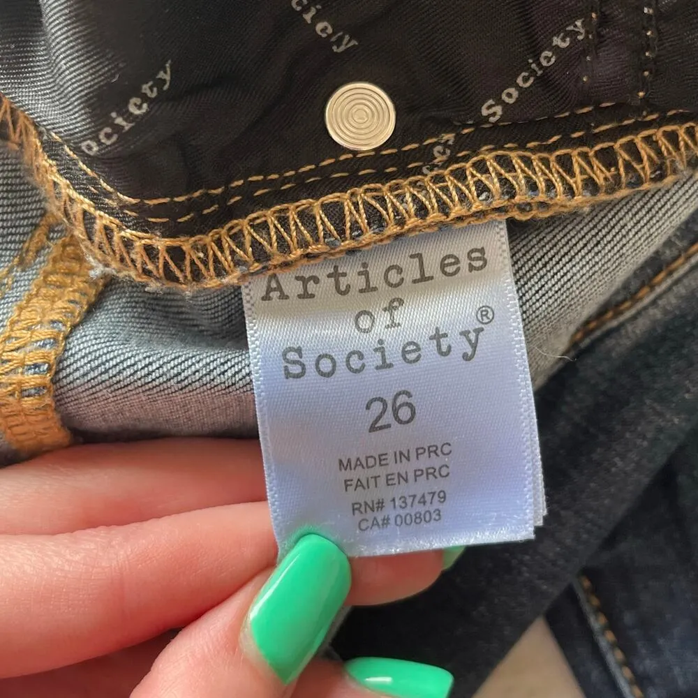 Articles of Society Dark Wash Distressed Skinny Jeans Size 26 - Image 4